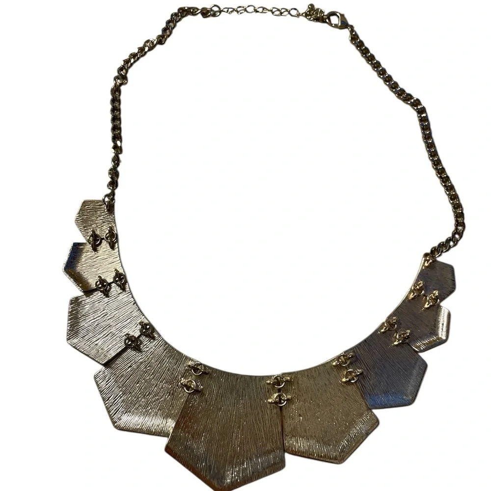 Y2K Boho Green & Blue Statement Necklace Gold Chain Adjustable Geometric